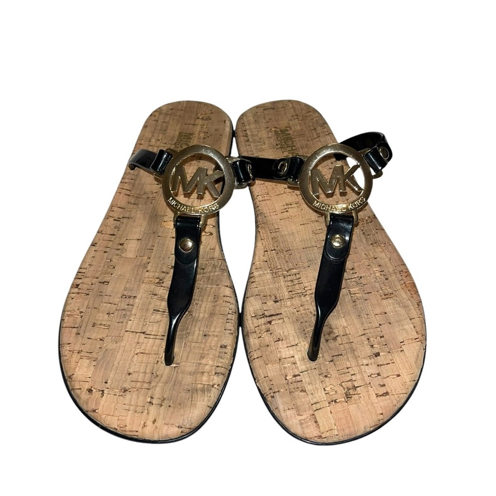 Michael Kors Black Jelly and Cork MK Sandals - Picture 3 of 11